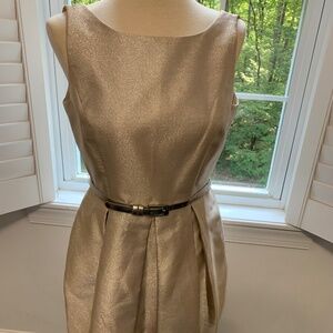 White House Black Market Gold Dress With Pockets Size 8